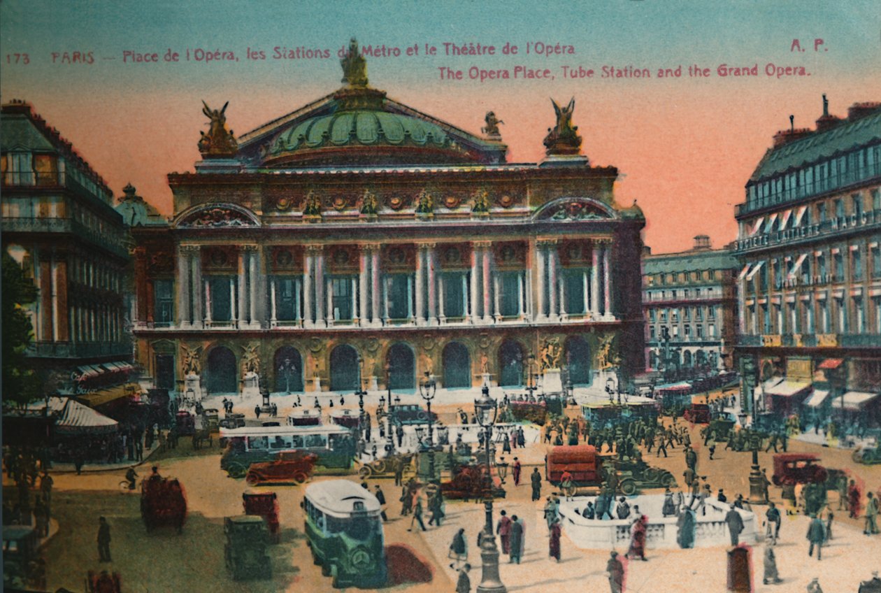 A Place de lOpéra, estação de metrô e LOpéra Garnier, Paris, c1920 de Unbekannt