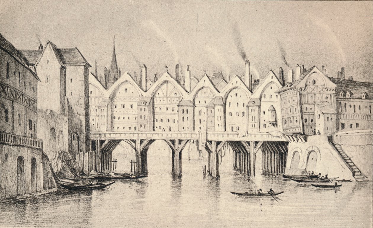O Pont St Michel em 1550, 1915 de Unbekannt