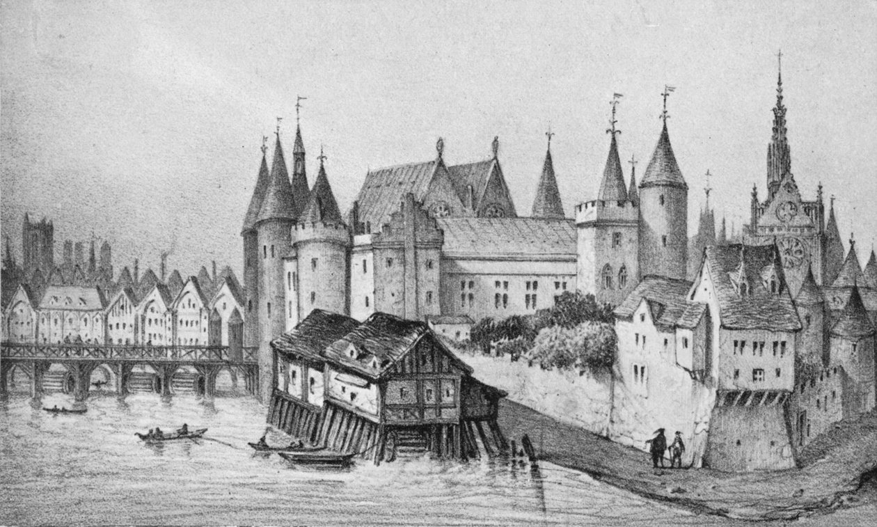 ʻA ponte de Miller e parte do palácio do rei da cidade em 1556, 1915 de Unbekannt