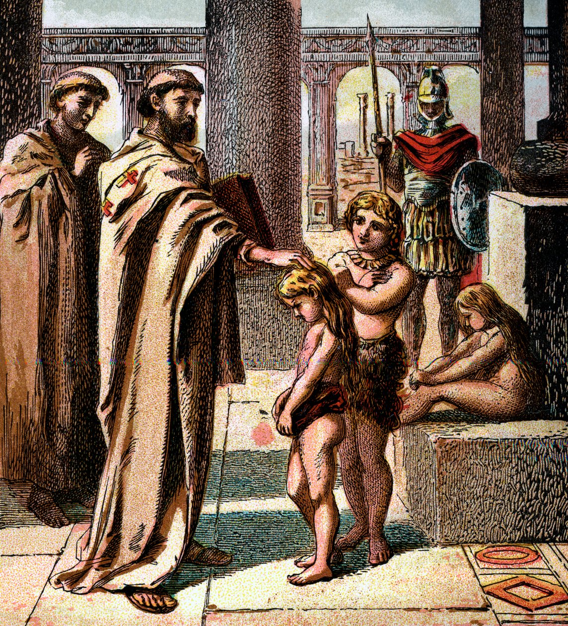 O Papa e as crianças saxões, c1850 de Unbekannt