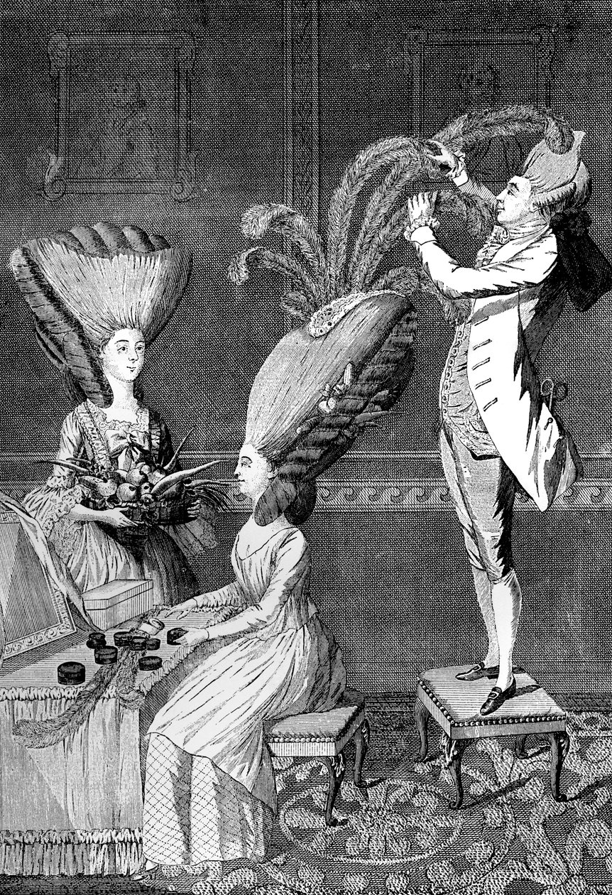 O vestido de cabeça absurdo ou a dama de penas, 1776 de Unbekannt