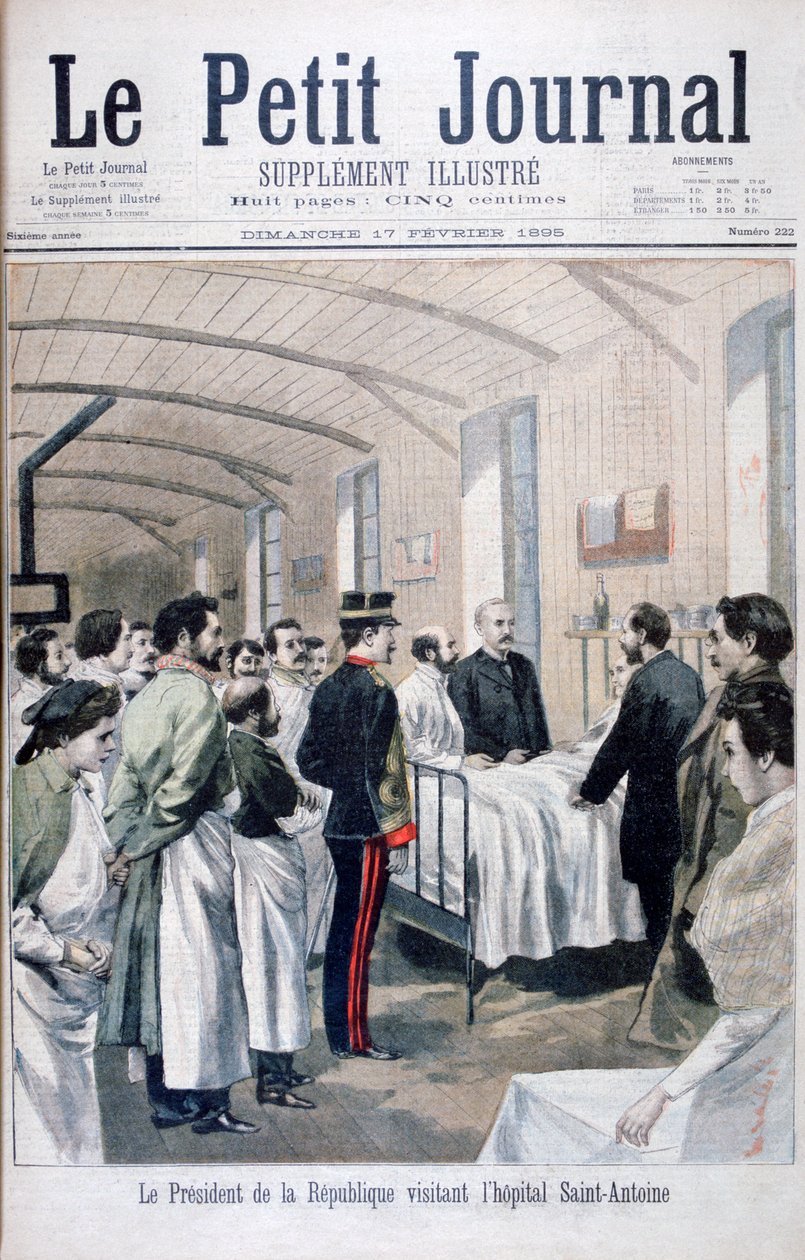 O Presidente da República, Felix Faure, visitando o Hospital Saint-Antoine, Paris, 1895 de Unbekannt