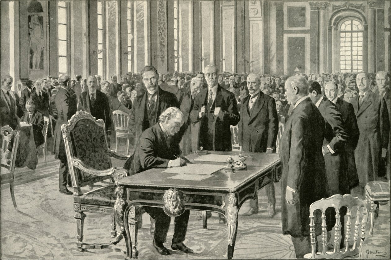 O primeiro ministro da Grã-Bretanha que assina o Tratado de Paz, 1919. de Unbekannt
