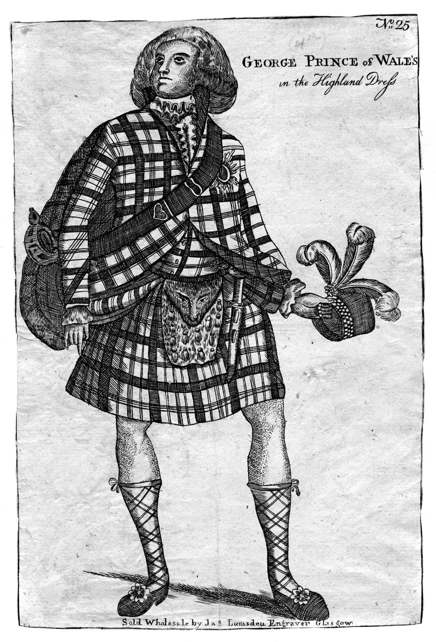 O príncipe de Gales, o futuro rei George IV 1762-1830, no vestido das montanhas de Unbekannt
