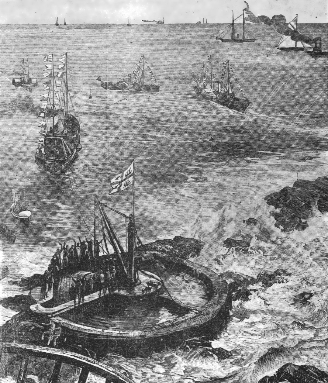 O príncipe de Gales ... lançando a pedra fundamental do novo farol de Eddystone ... 1879, 1901. de Unbekannt