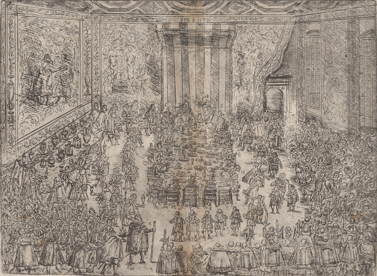 The Princely Meal Die Fürstliche Mahlzeit, de uma série que retrata o casamento de Wolfga..., 1614. de Unbekannt