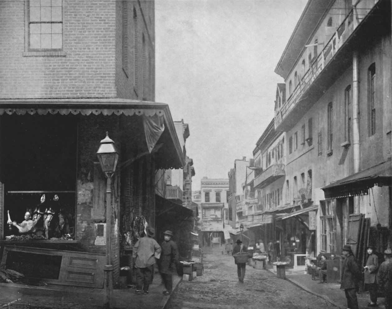 O mercado de abastecimento, Chinatown, São Francisco, século XIX de Unbekannt