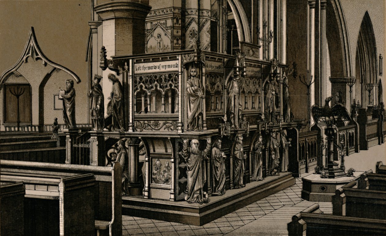 O púlpito, Igreja de São Nicolau, c1880. de Unbekannt