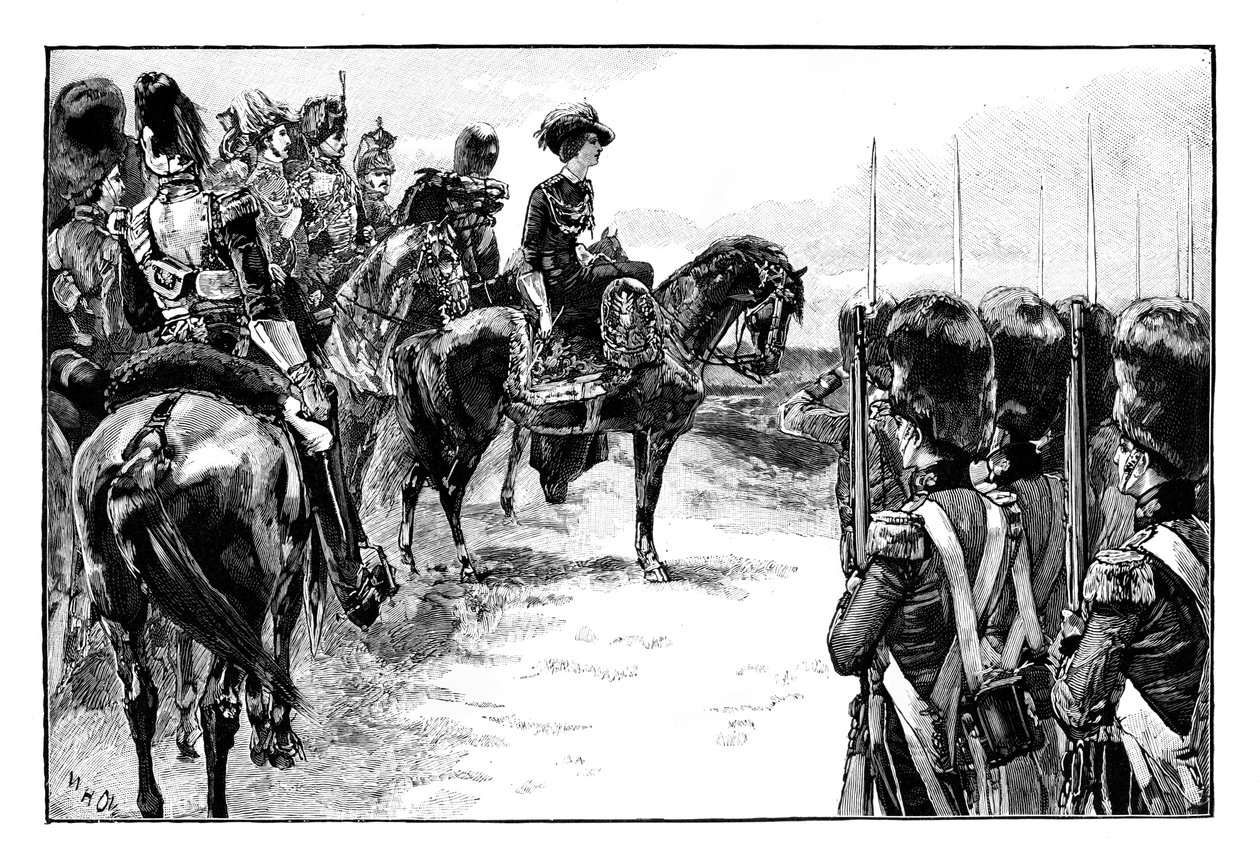 A rainha no campo de Chobham, Surrey, 1853, 1888 de Unbekannt
