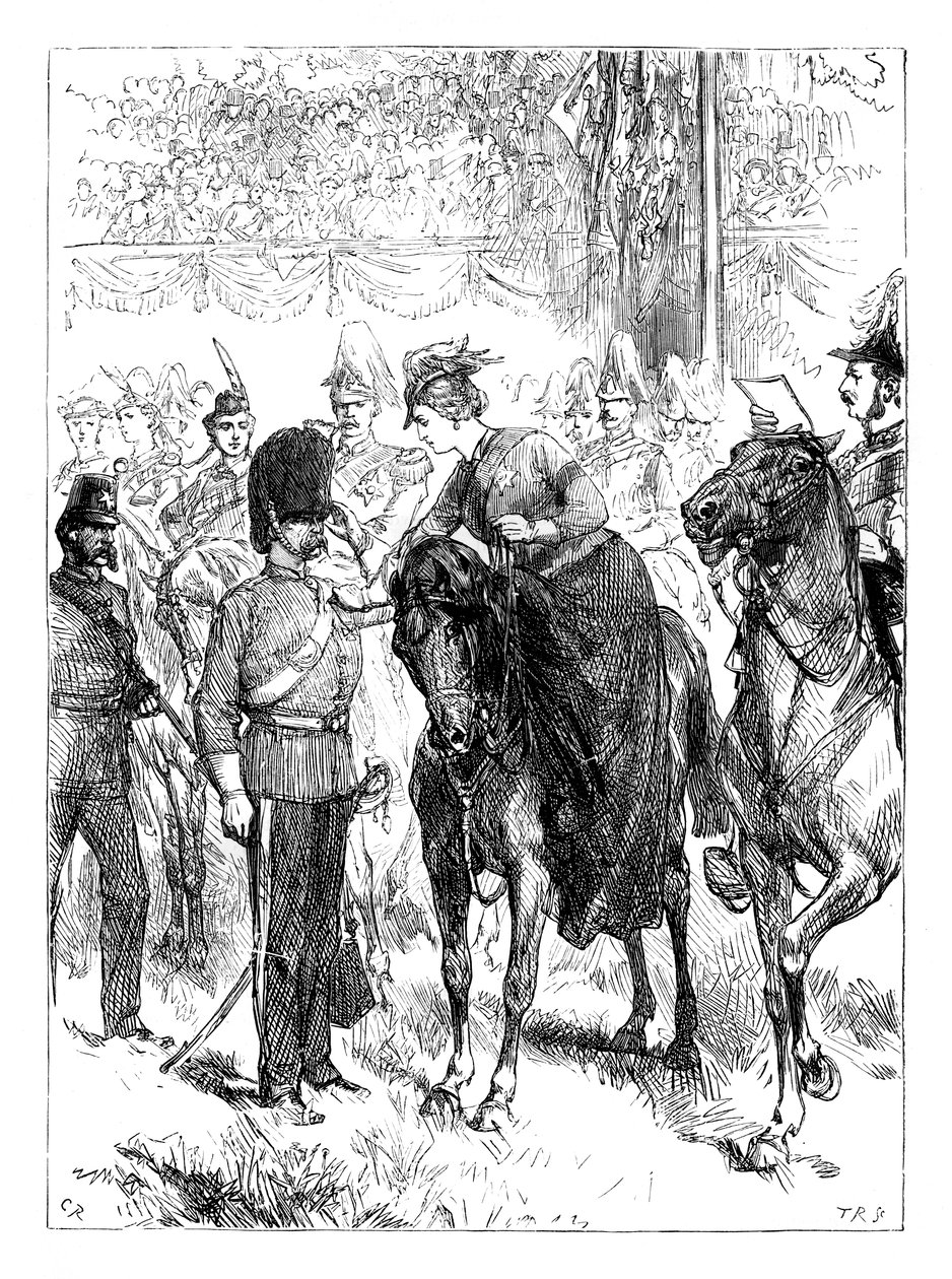 A rainha que distribui as Victoria Crosses em Hyde Park, Londres, c1850s, c1888 de Unbekannt