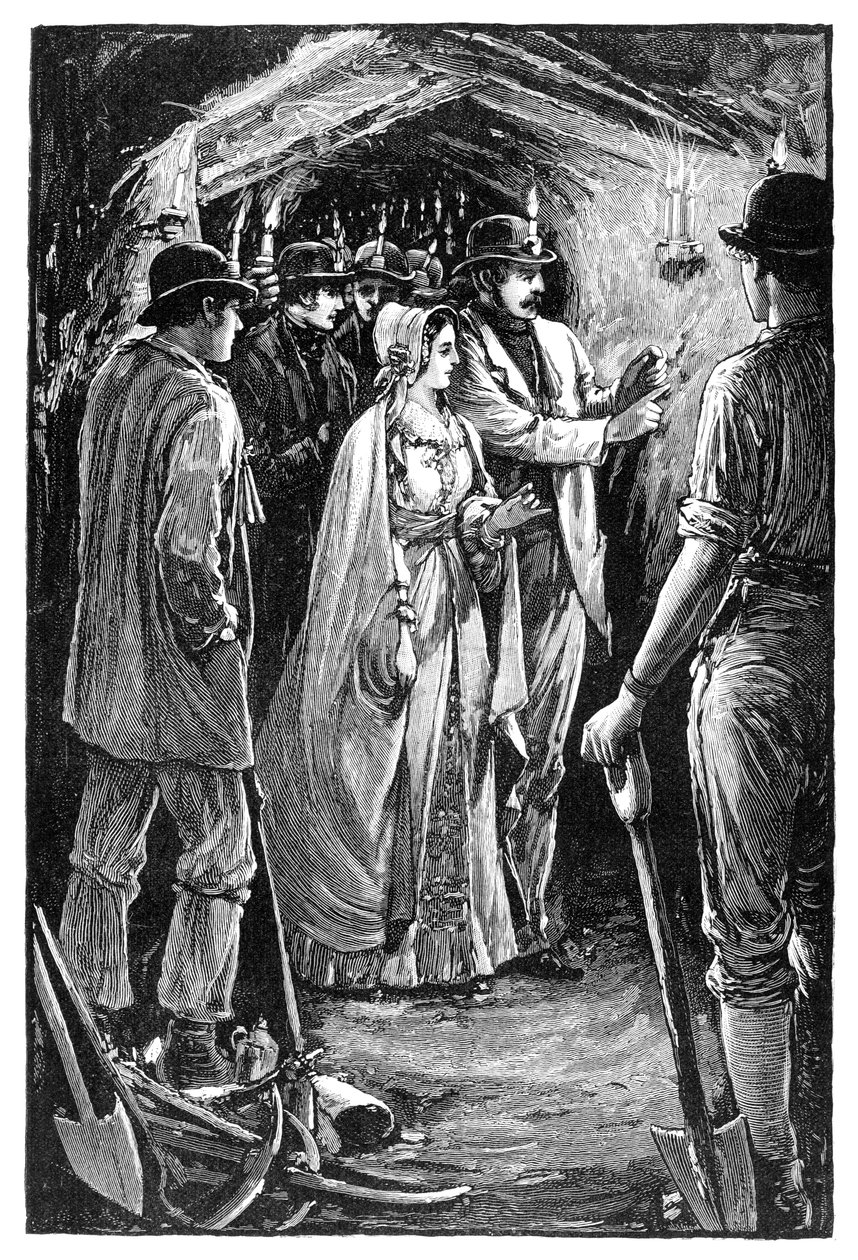 A rainha visitando uma mina de ferro da Cornualha, c1840s, 1900 de Unbekannt