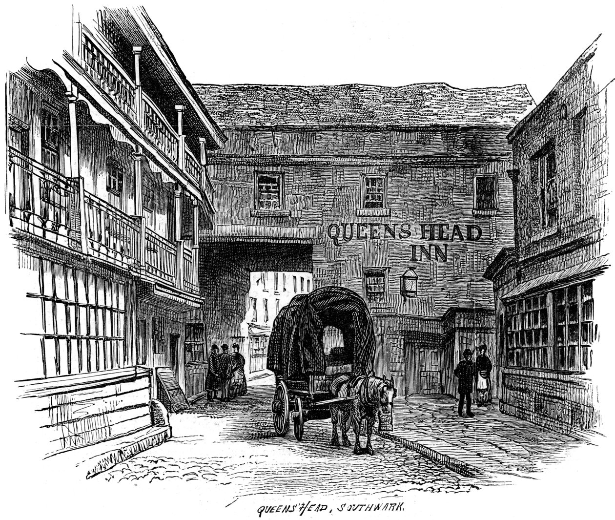 The Queens Head Inn, Southwark, Londres, 1887 de Unbekannt