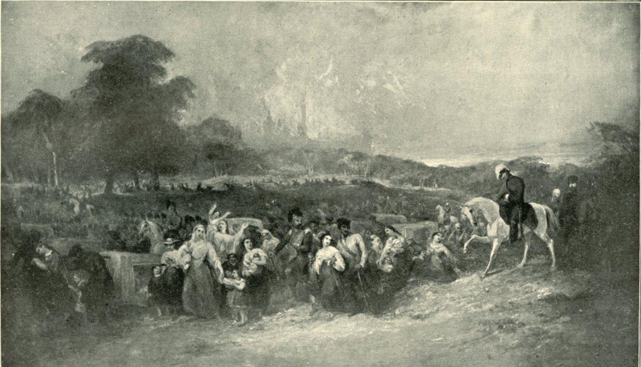 O alívio de Lucknow - levando os sofredores ao acampamento britânico, 1901. de Unbekannt