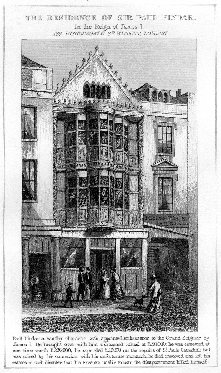 A residência de Sir Paul Pindar, Bishopsgate, cidade de Londres de Unbekannt