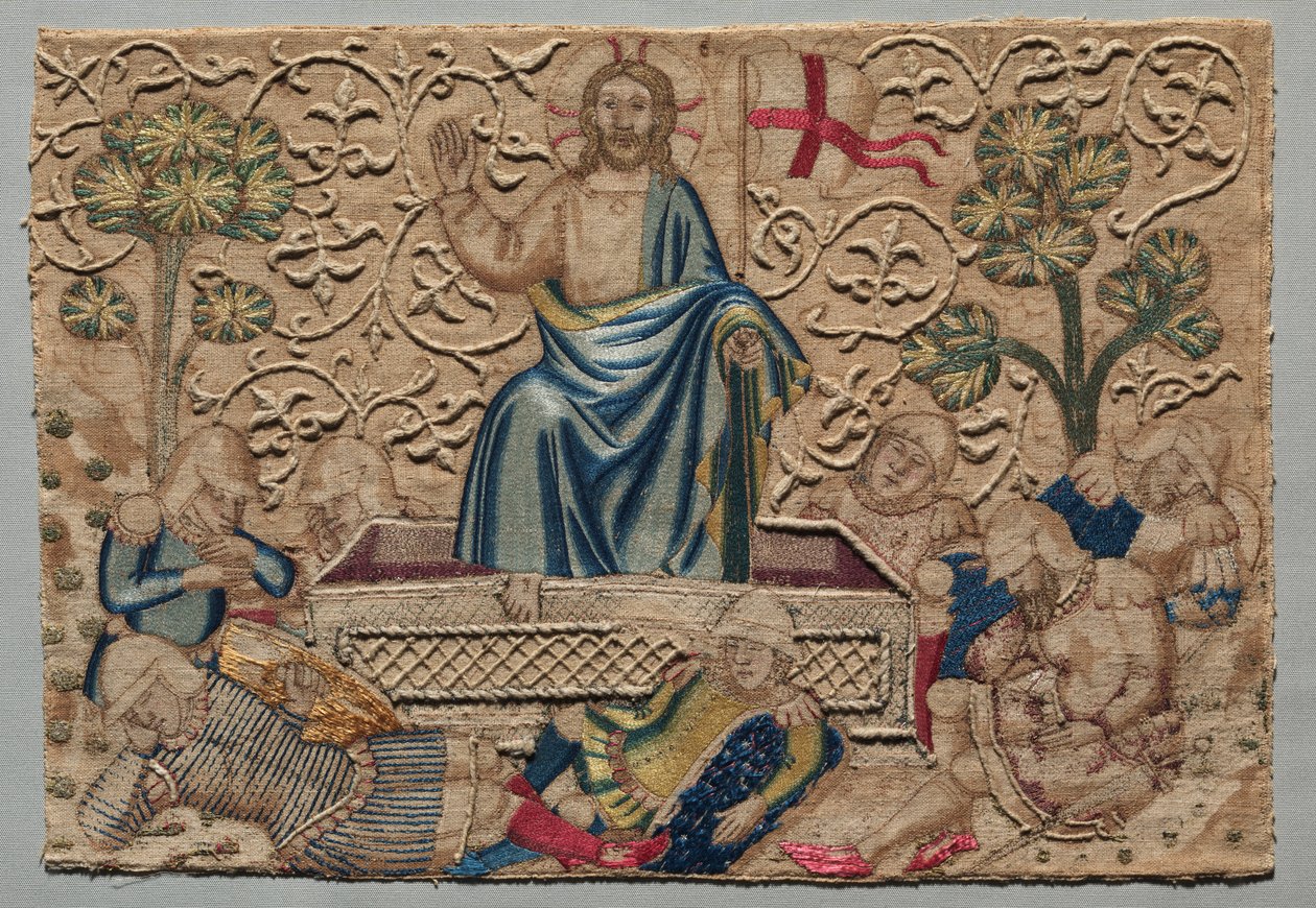 A ressurreição, de um altar bordado frontal: 1375-1400. de Unbekannt