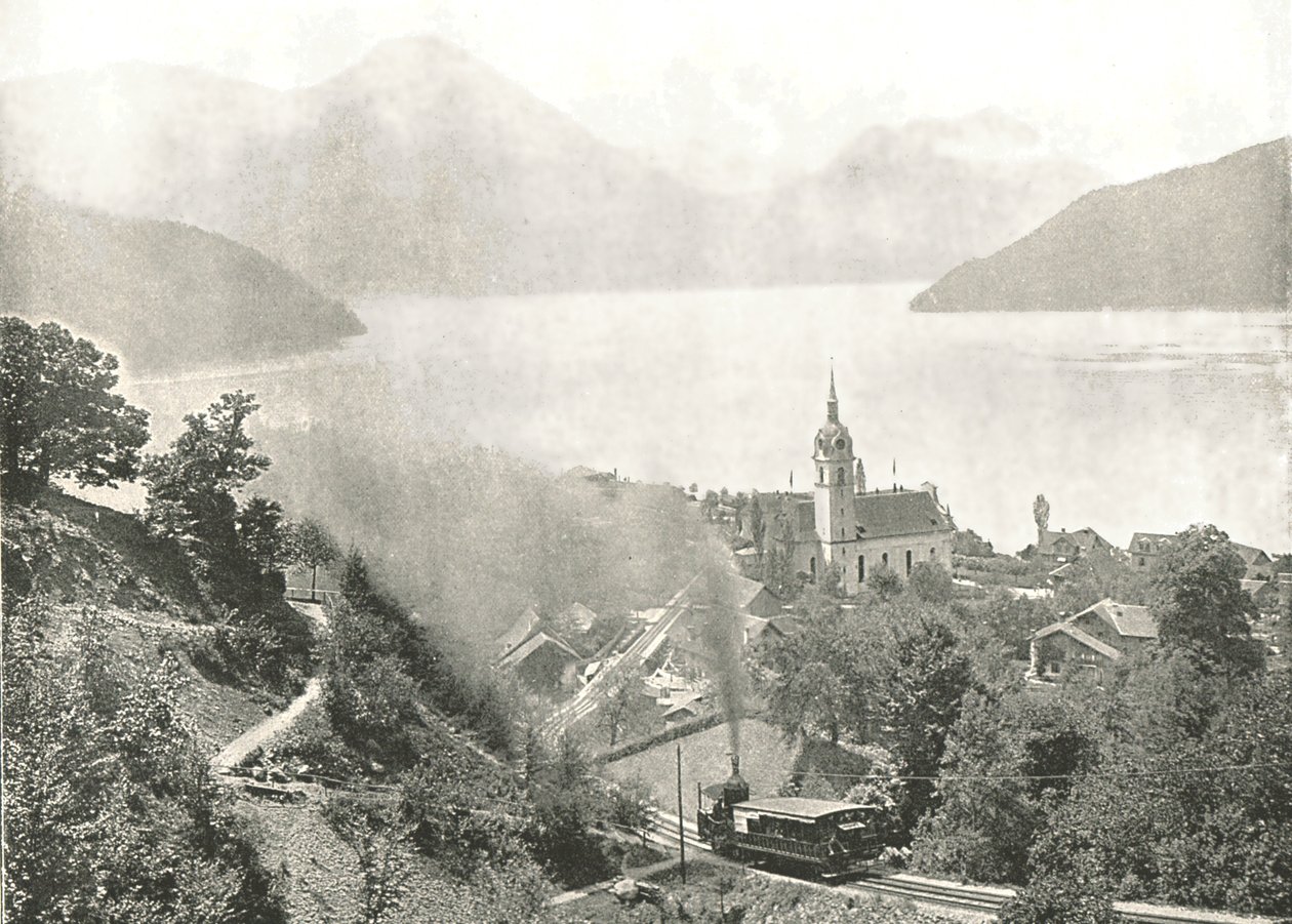 A ferrovia Rigi, Vitznau, Suíça, 1895. de Unbekannt