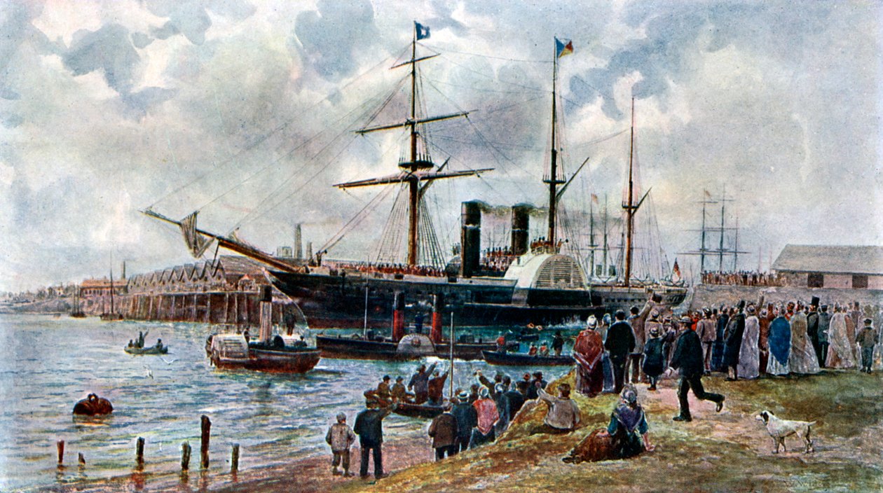 O Ripon deixando Southampton com tropas para a Crimeia, 1904 de Unbekannt
