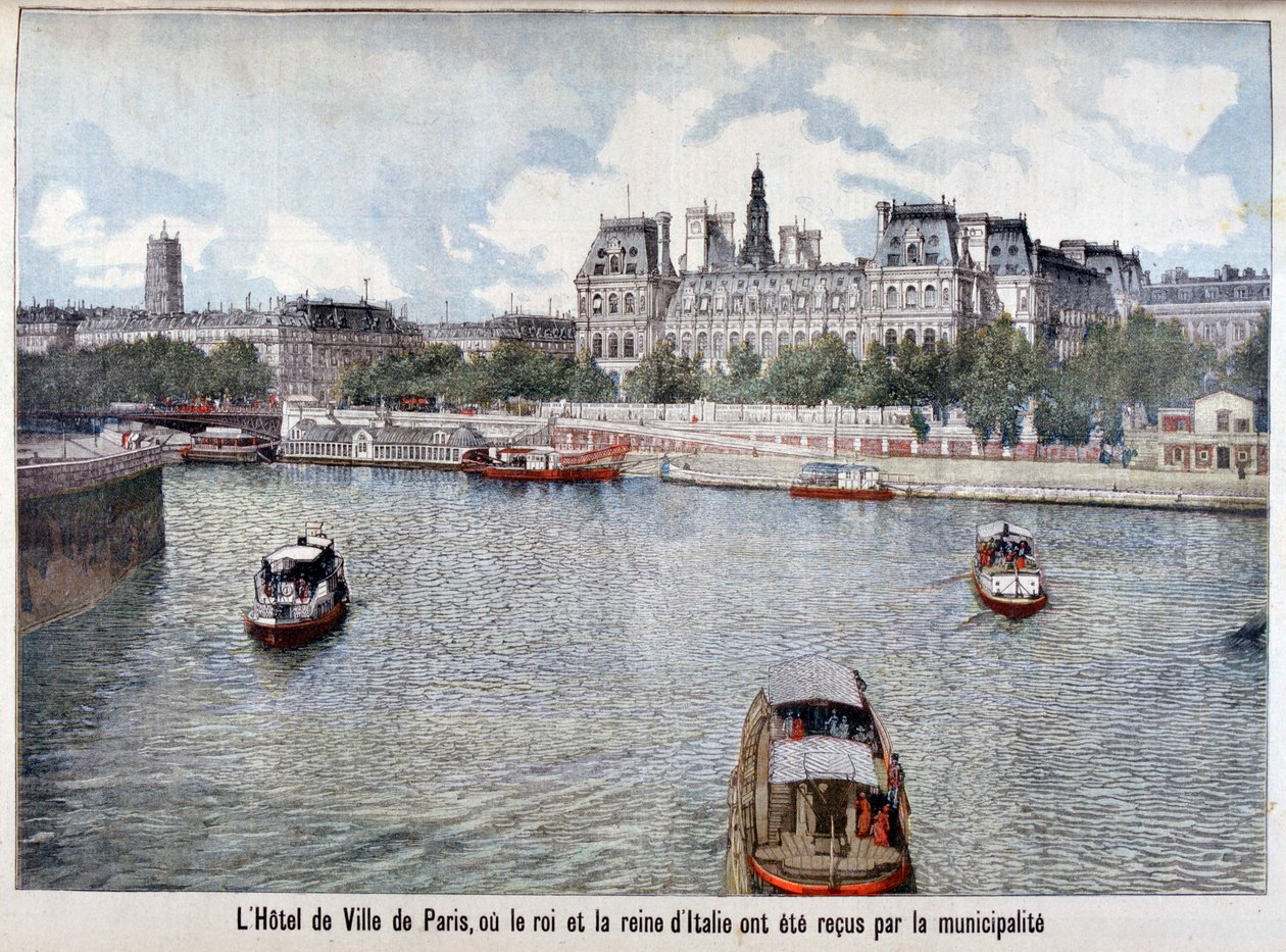 O rio Sena e o Hotel de Ville, Paris, 1903 de Unbekannt