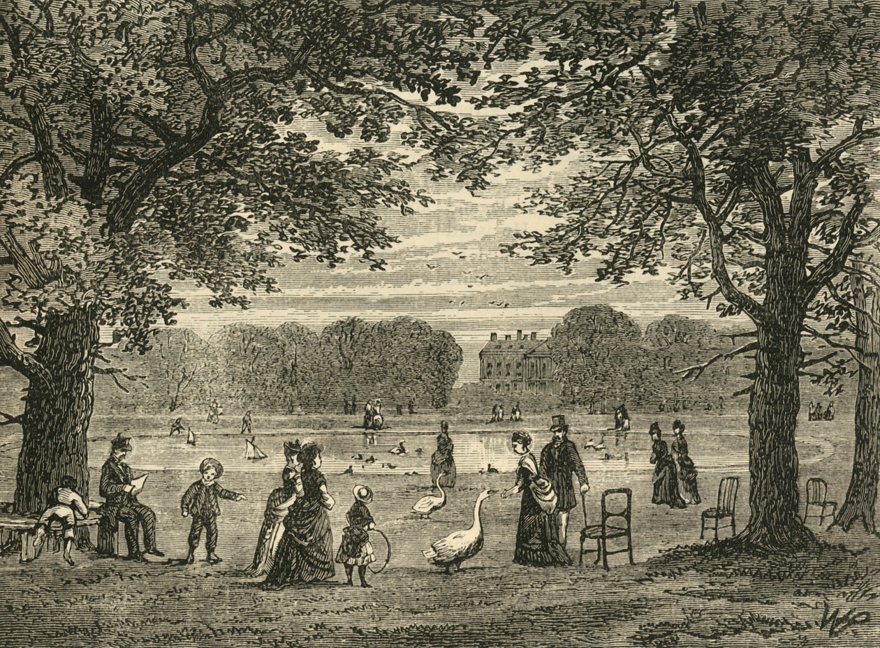 A lagoa redonda, jardins de Kensington, c1876. de Unbekannt