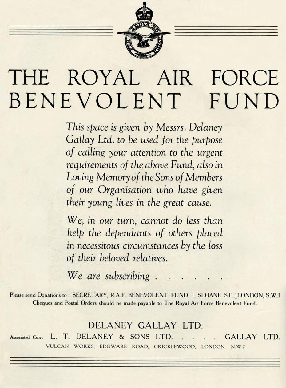 Fundo Benevolente da Força Aérea Real, 1941. de Unbekannt