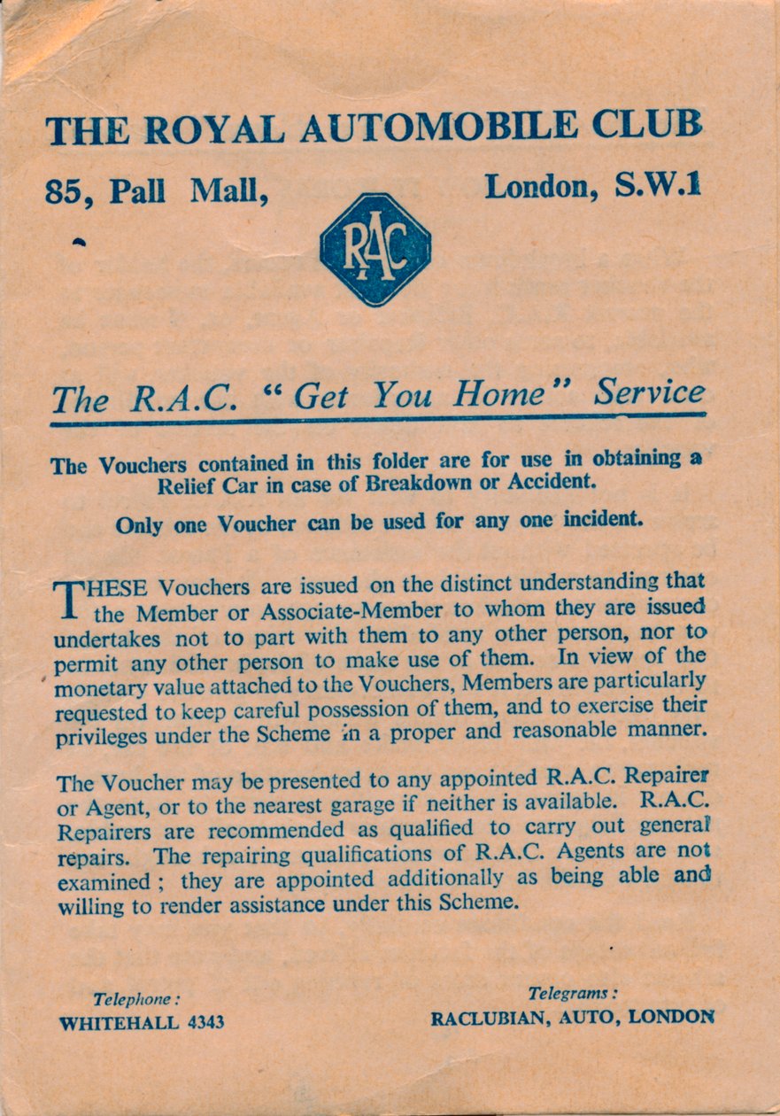 Cupons do Royal Automobile Club, 1952 de Unbekannt