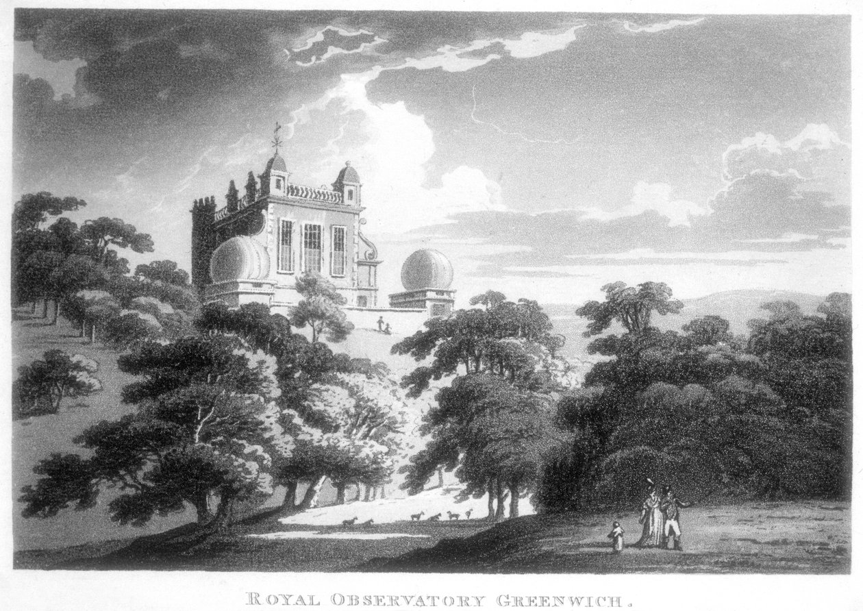 O Royal Greenwich Observatory, Casa Flamsteed, Greenwich Park, Londres, c1820 de Unbekannt