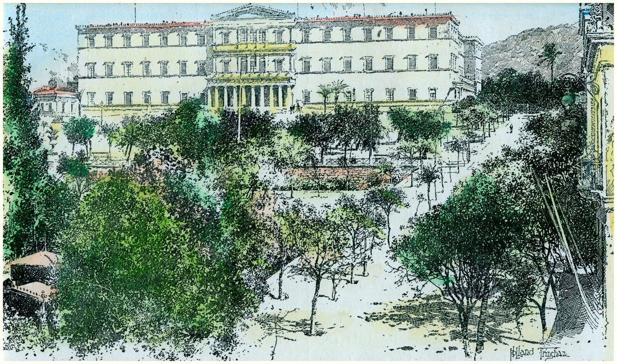 O Palácio Real, Atenas, Grécia, c1890 de Unbekannt