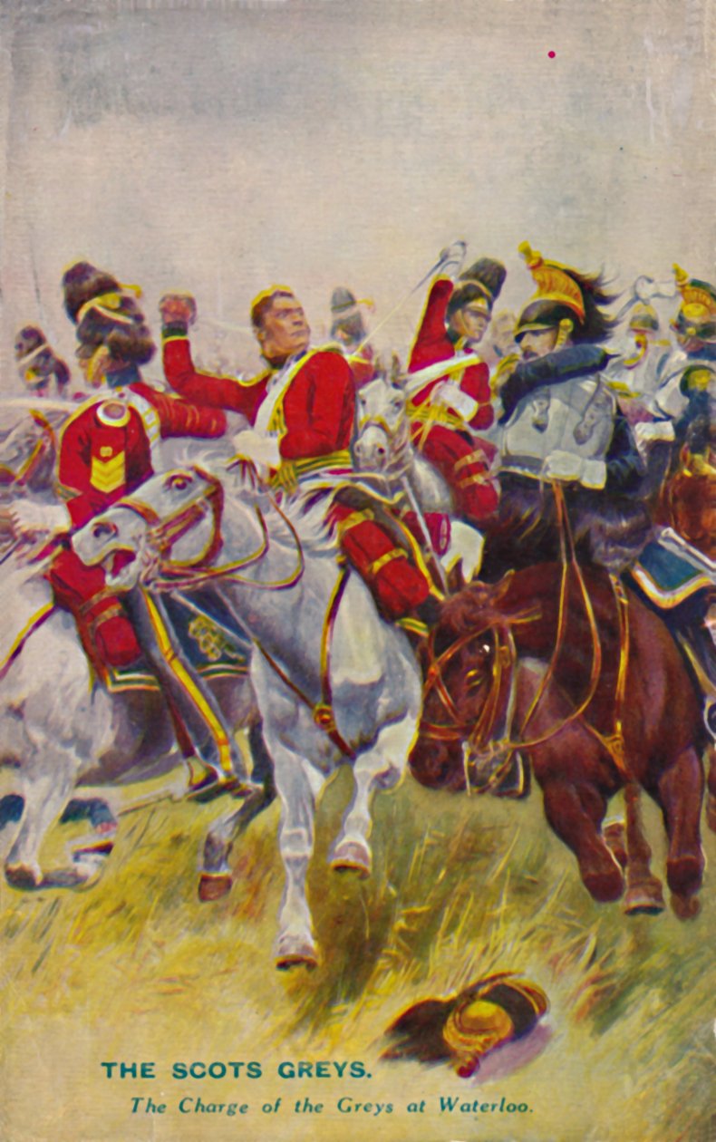 Os cinzas escoceses reais. A carga dos cinzas em Waterloo, 1815, 1939 de Unbekannt