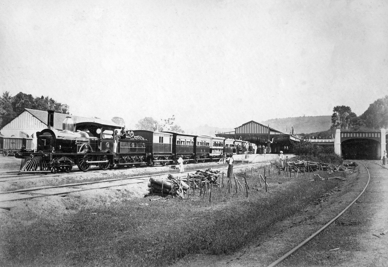 O trem real saindo da estação de Kandy, Sri Lanka, c1910s de Unbekannt