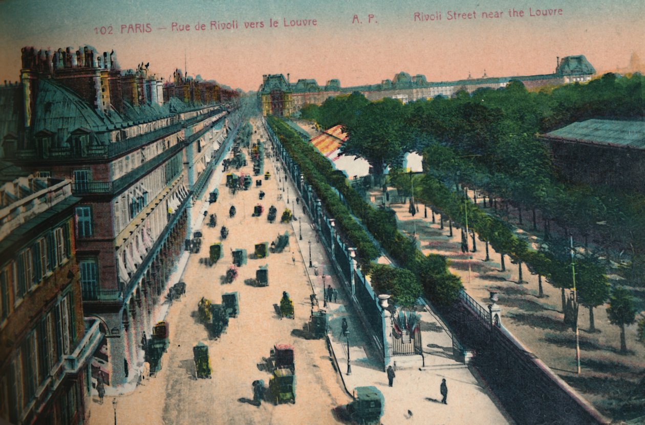 A Rue de Rivoli, olhando para o Louvre, Paris, c1920 de Unbekannt