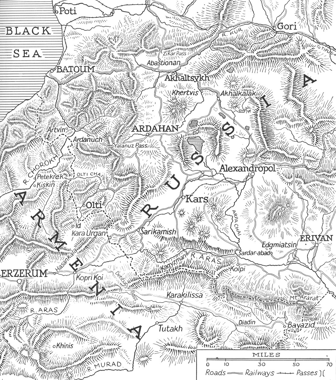 As fronteiras russo-turcas, 1915 de Unbekannt