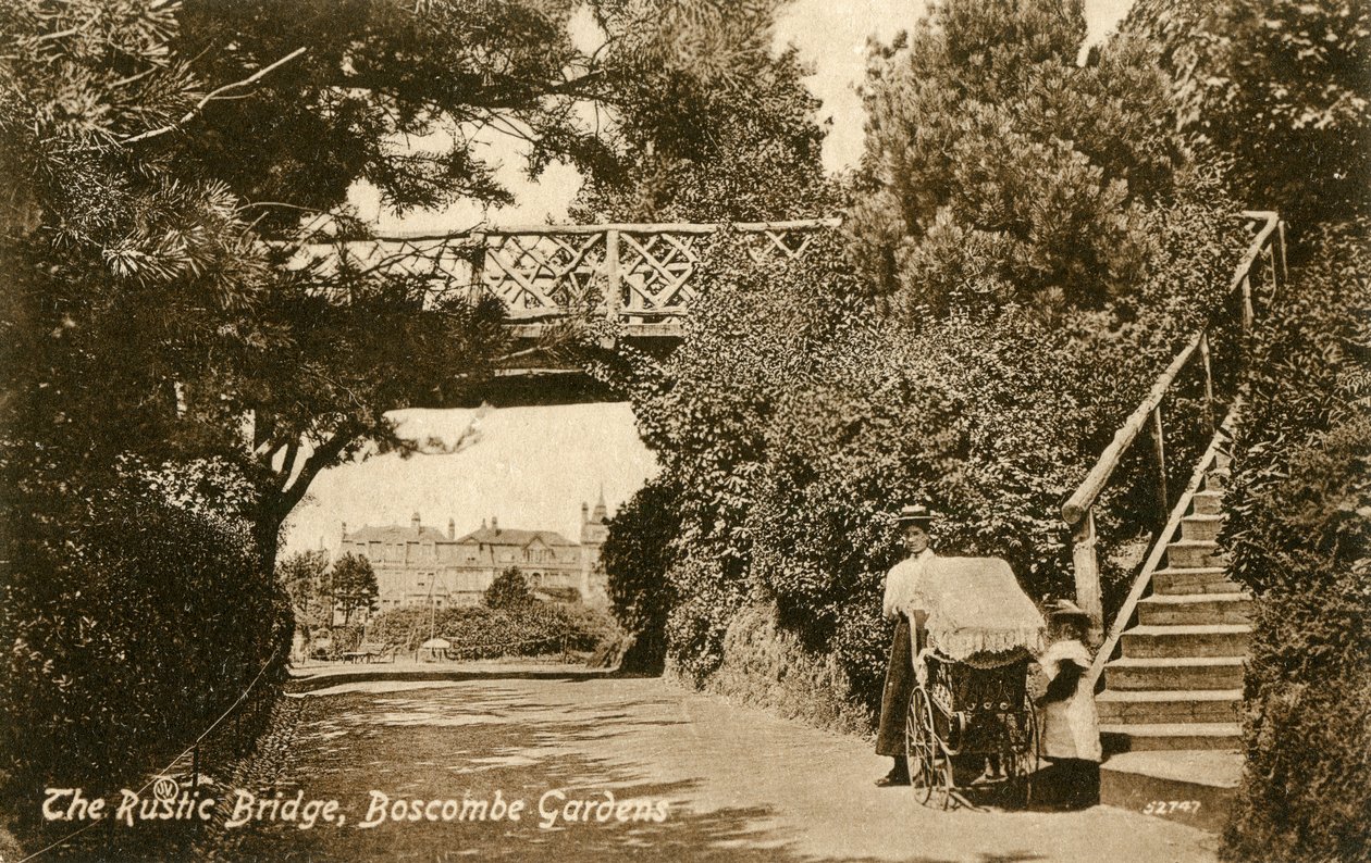 A ponte rústica, Boscombe Gardens, Bournemouth, Dorset, c1900-c1919 de Unbekannt