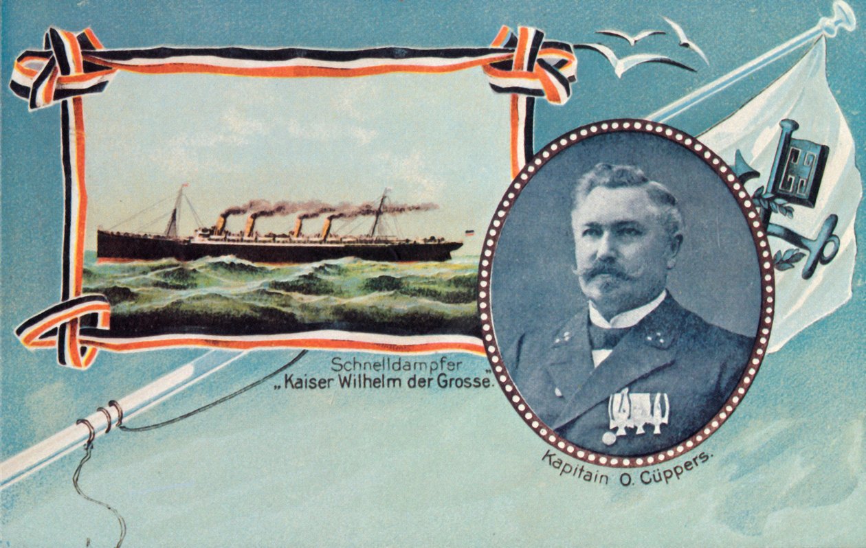 SS Kaiser Wilhelm der Grosse e Capitão Otto Cuppers, c1905. de Unbekannt