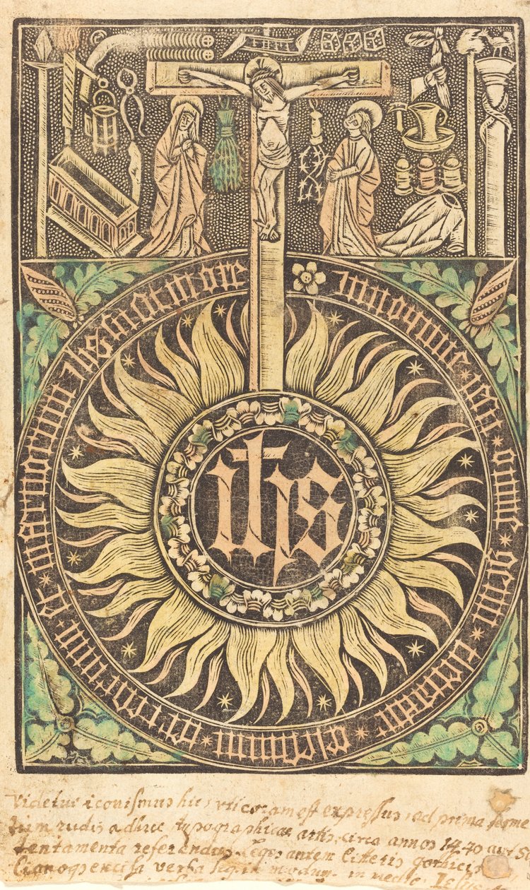 A Monografia Sagrada com os Símbolos da Crucificação e Paixão [reto], em ou após 1470. de Unbekannt