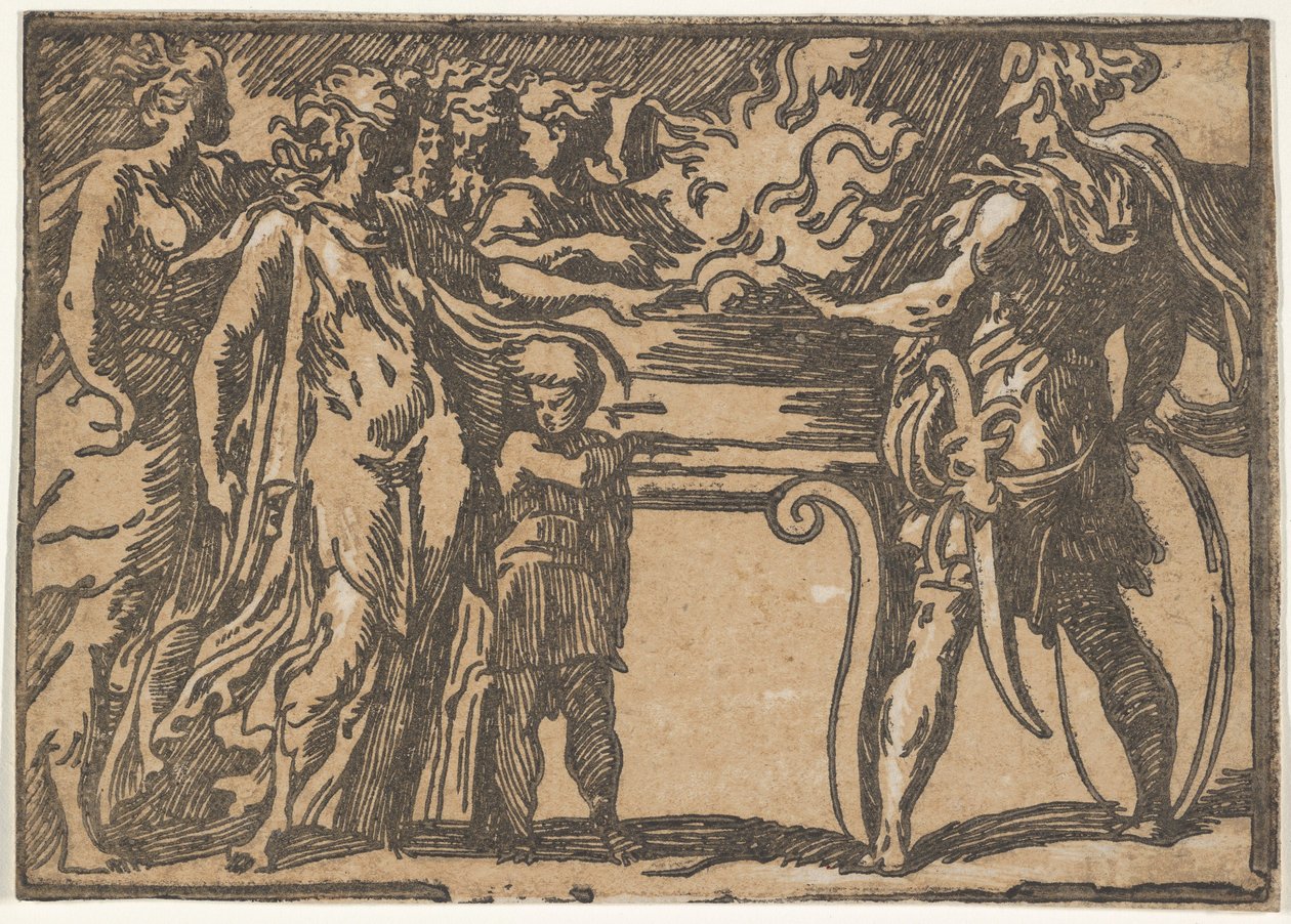 O sacrifício ou Scaevola, depois de Parmigianino, século XVI. de Unbekannt