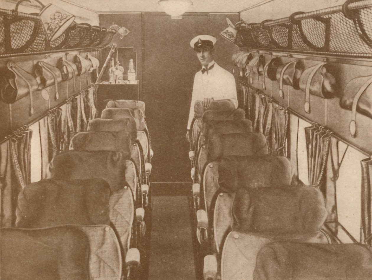 O bar de um avião de Londres-Paris, 1927 de Unbekannt