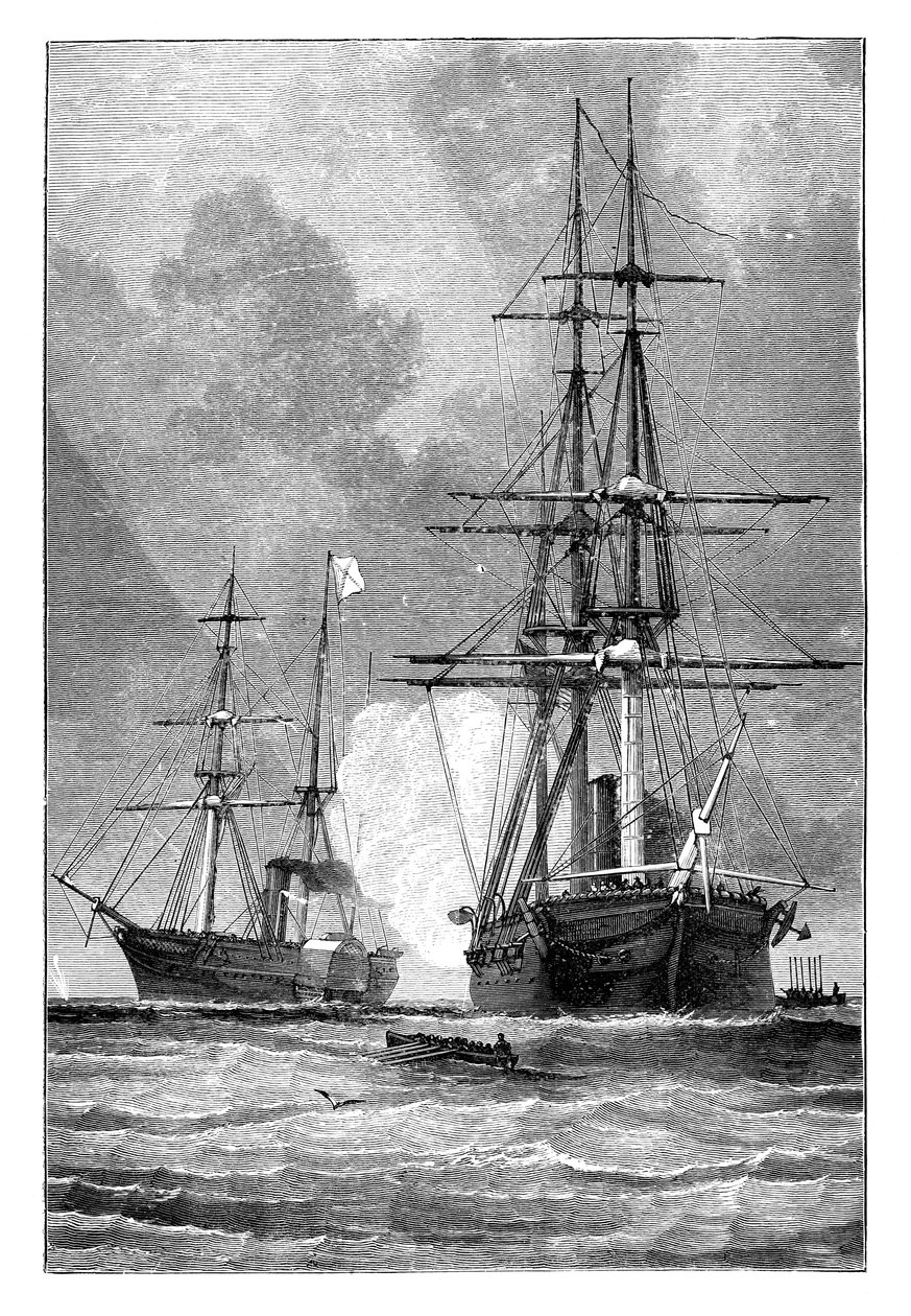 O San Jacinto, parando o Trento, 1861 de Unbekannt