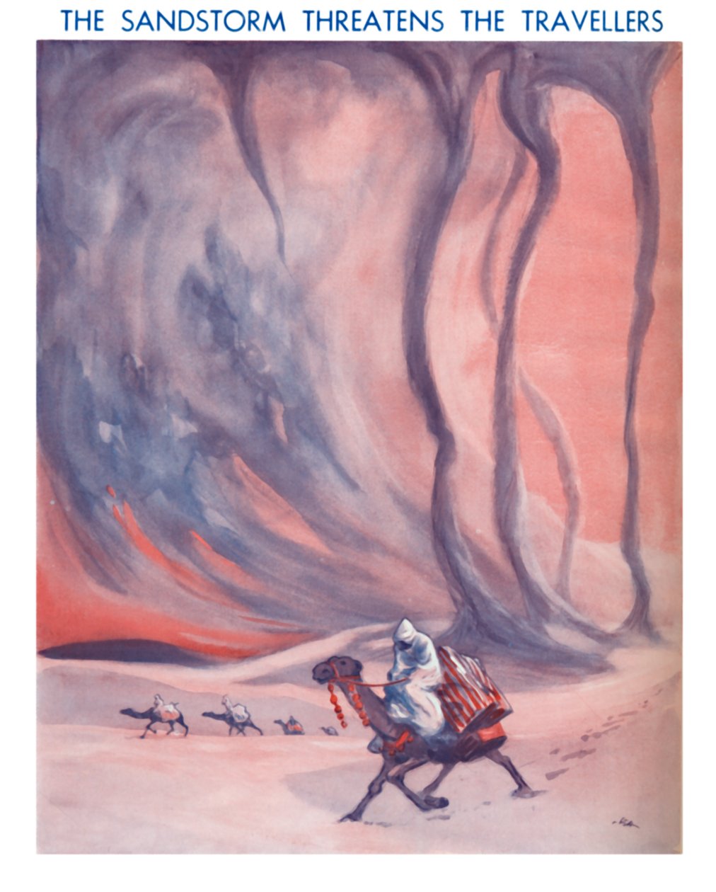 A tempestade de areia ameaça os viajantes, 1935 de Unbekannt