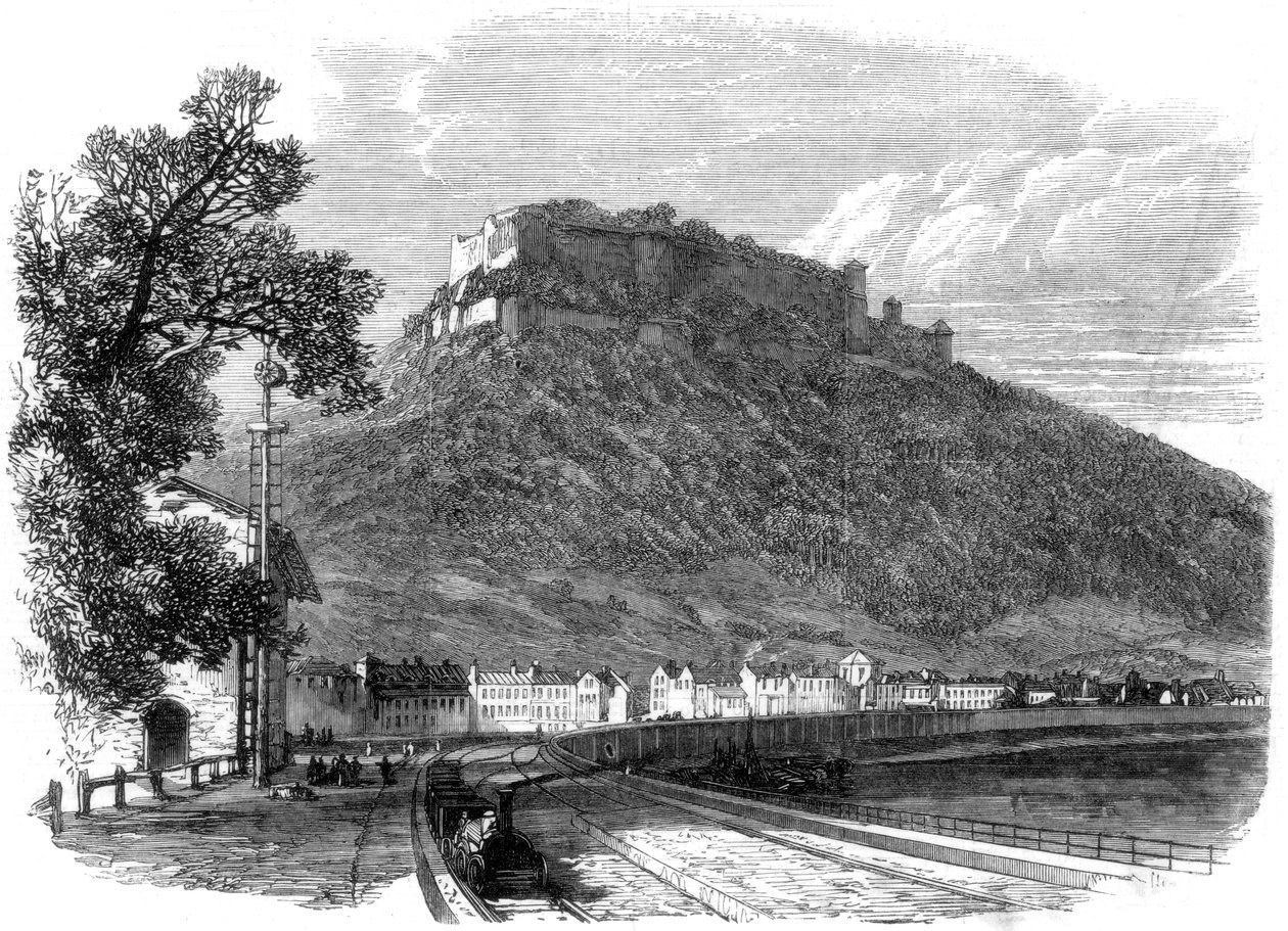 A fortaleza saxônica de Konigstein, no rio Elba, perto de Dresden, Alemanha, 1866 de Unbekannt