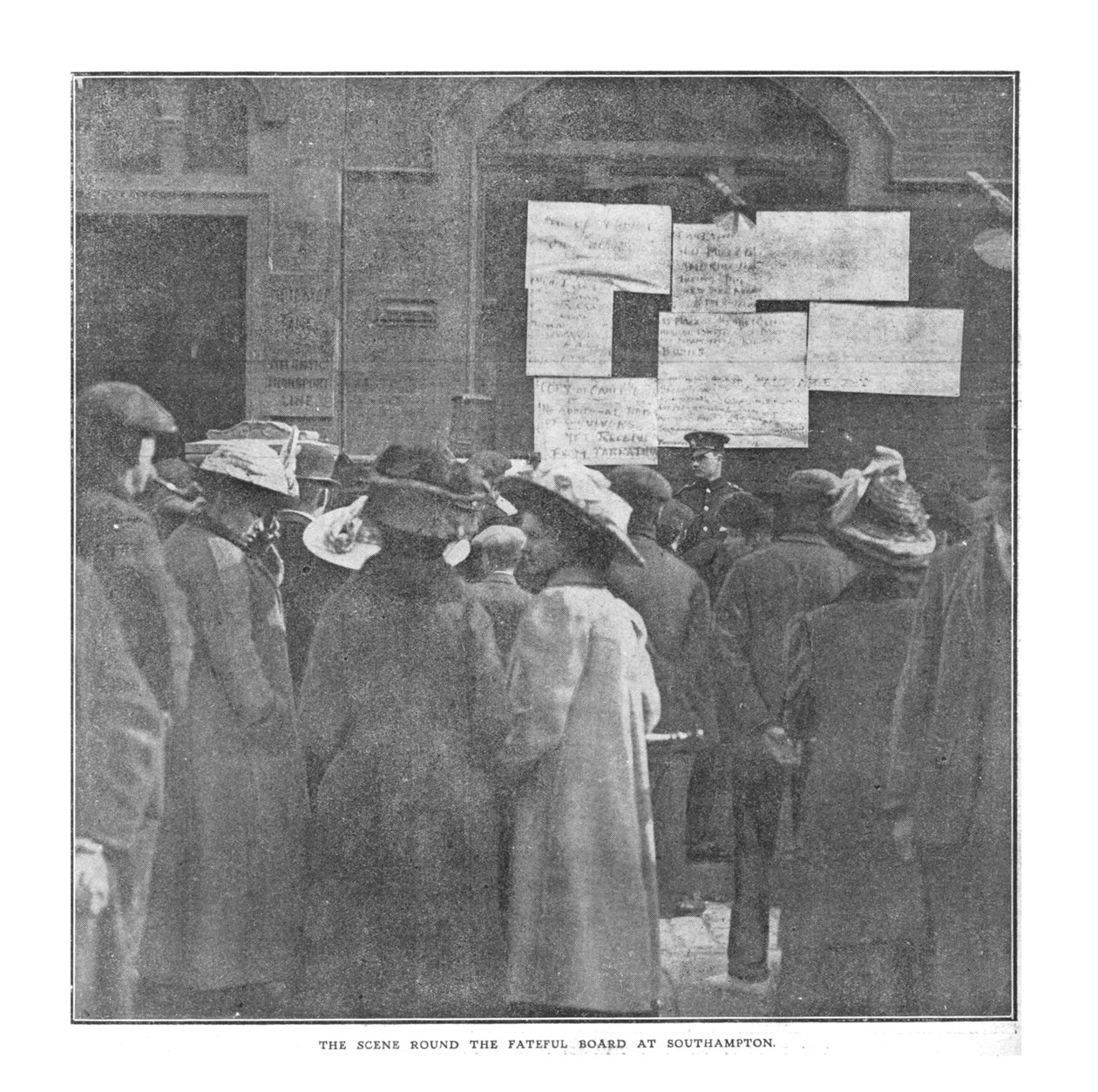 A cena em volta do fatídico conselho em Southampton, em 20 de abril de 1912. de Unbekannt