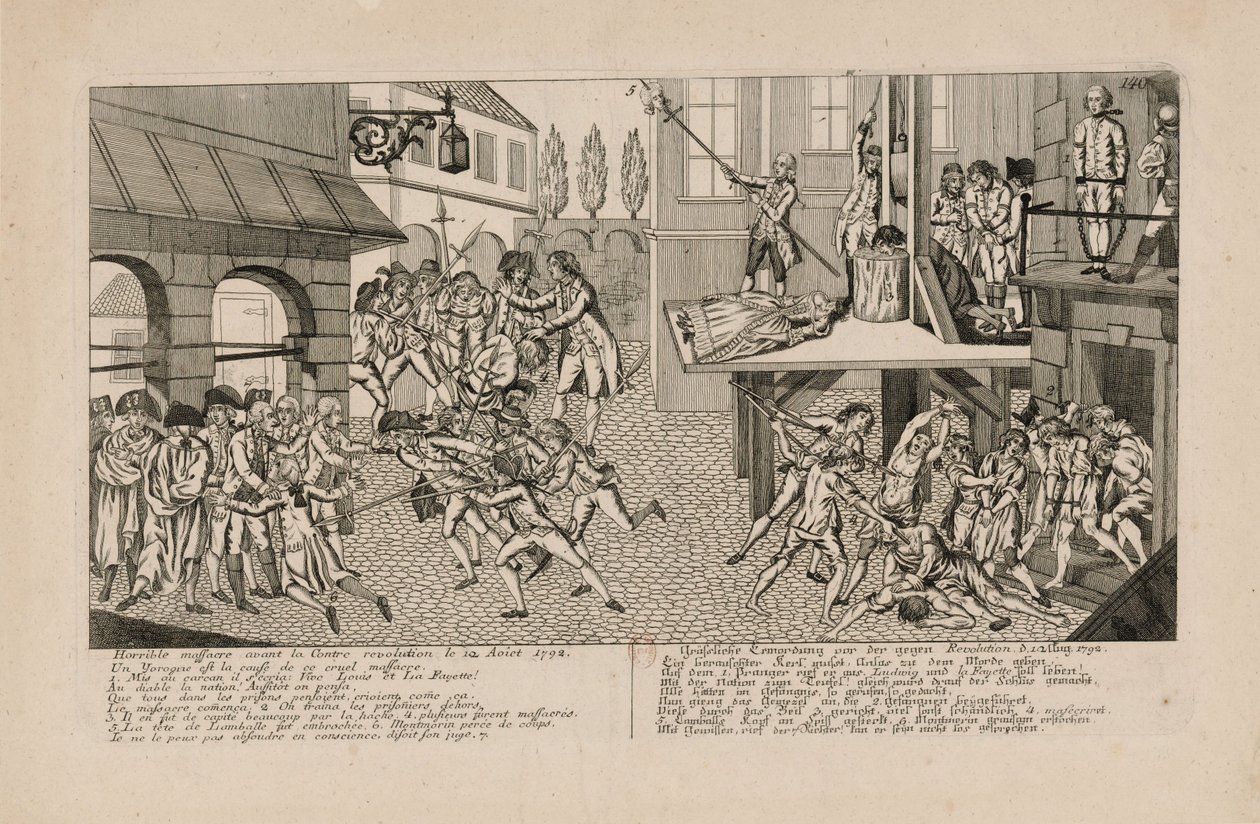 Os Massacres de Setembro de 1792. A Morte do Príncipe de Lamballe, c. 1793. de Unbekannt
