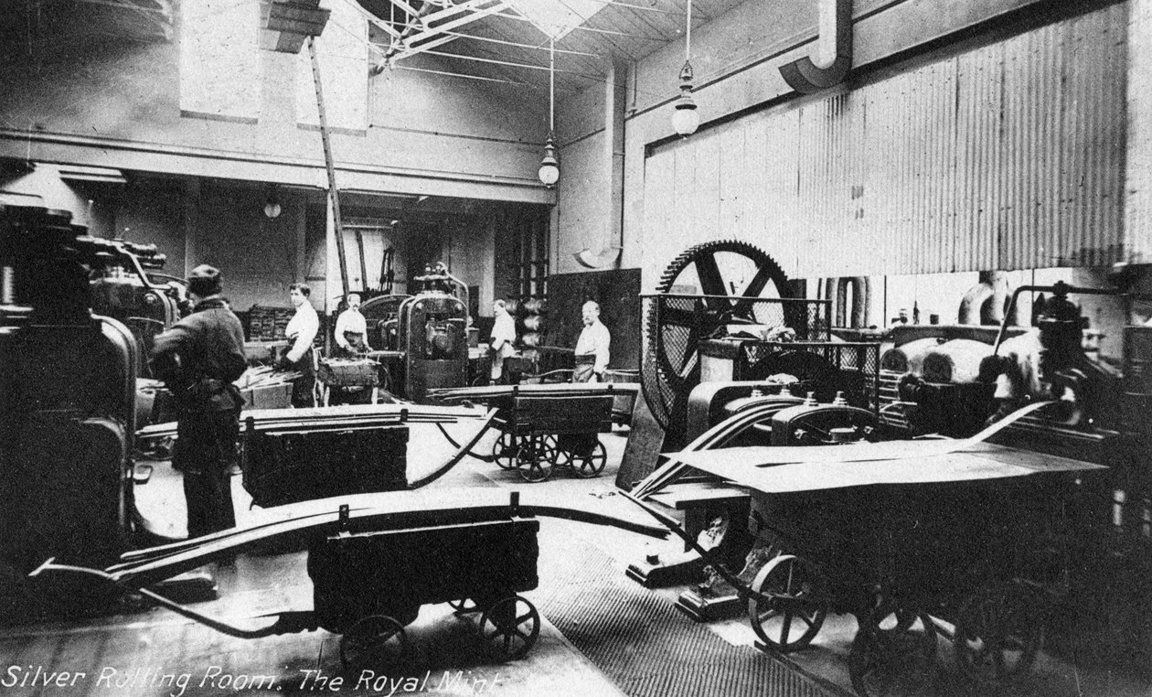 O Silver Rolling Room, o Royal Mint, Tower Hill, Londres, início do século XX de Unbekannt