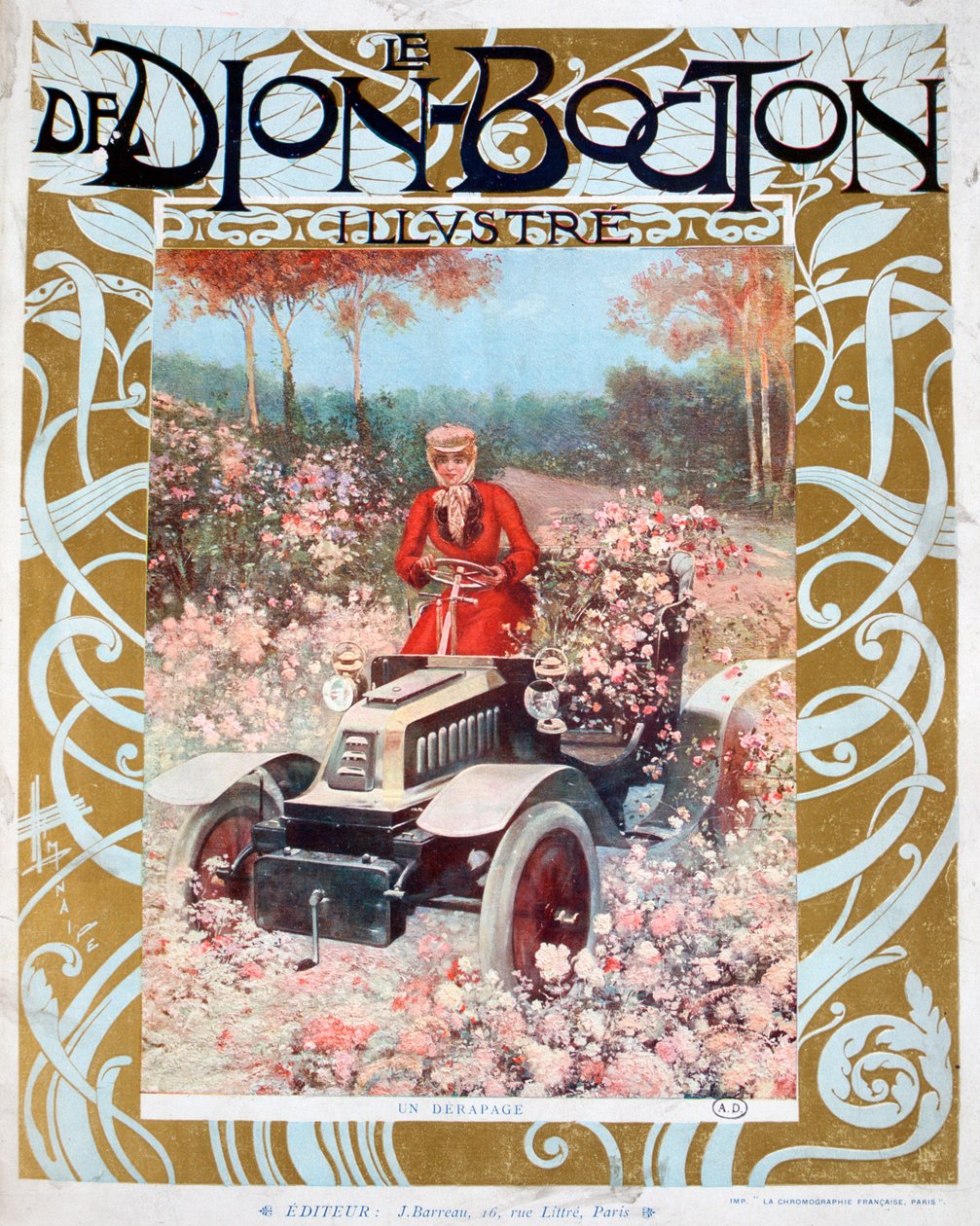 The Skid, ilustração da revista Le De Dion-Bouton, 1909 de Unbekannt