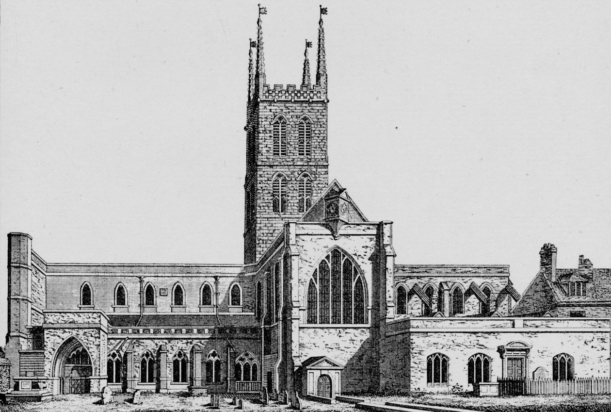 O lado sul de São Salvador, Southwark, mostrando a nave anterior, c1825, 1912 de Unbekannt