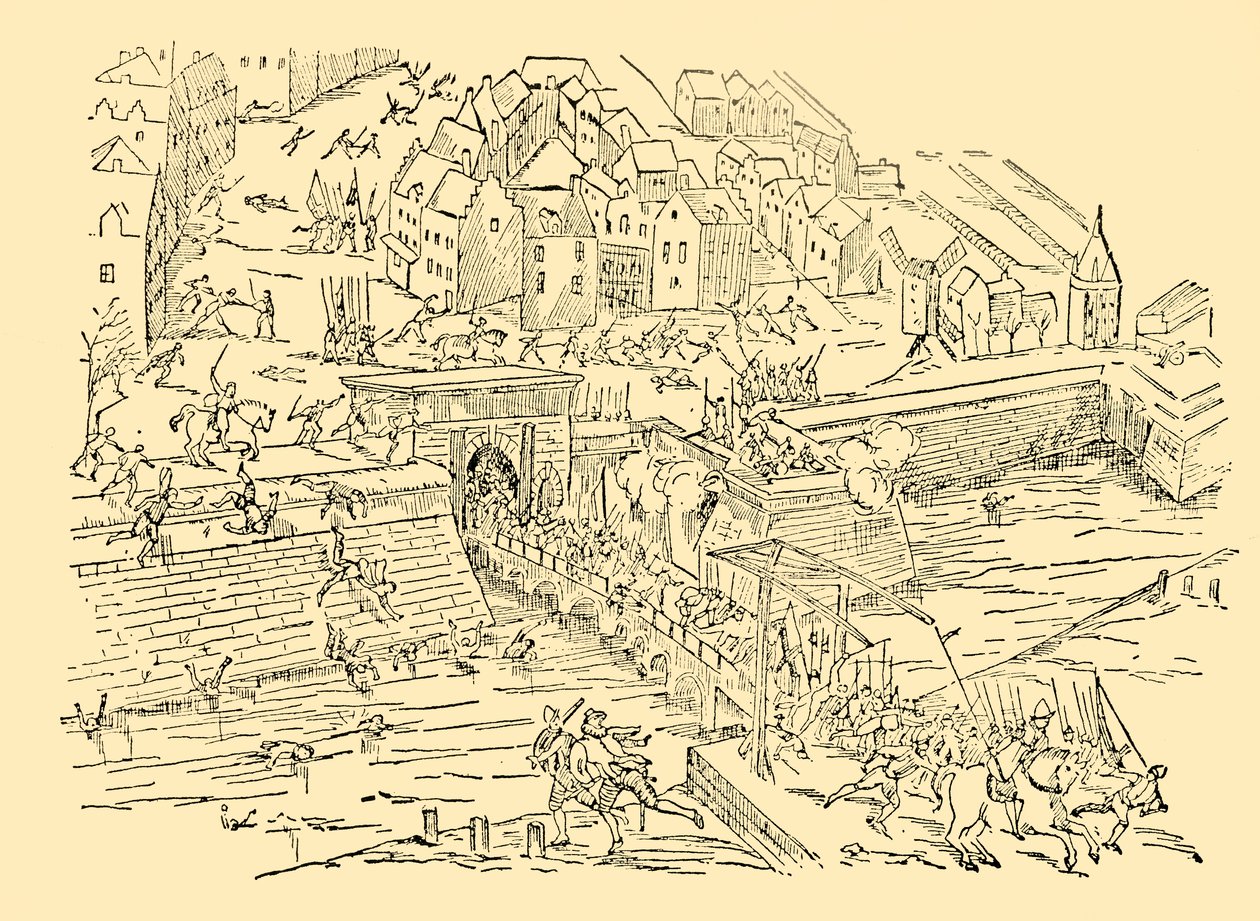 Os espanhóis capturam Antuérpia em sua longa luta com os holandeses, 1576, c1930. de Unbekannt