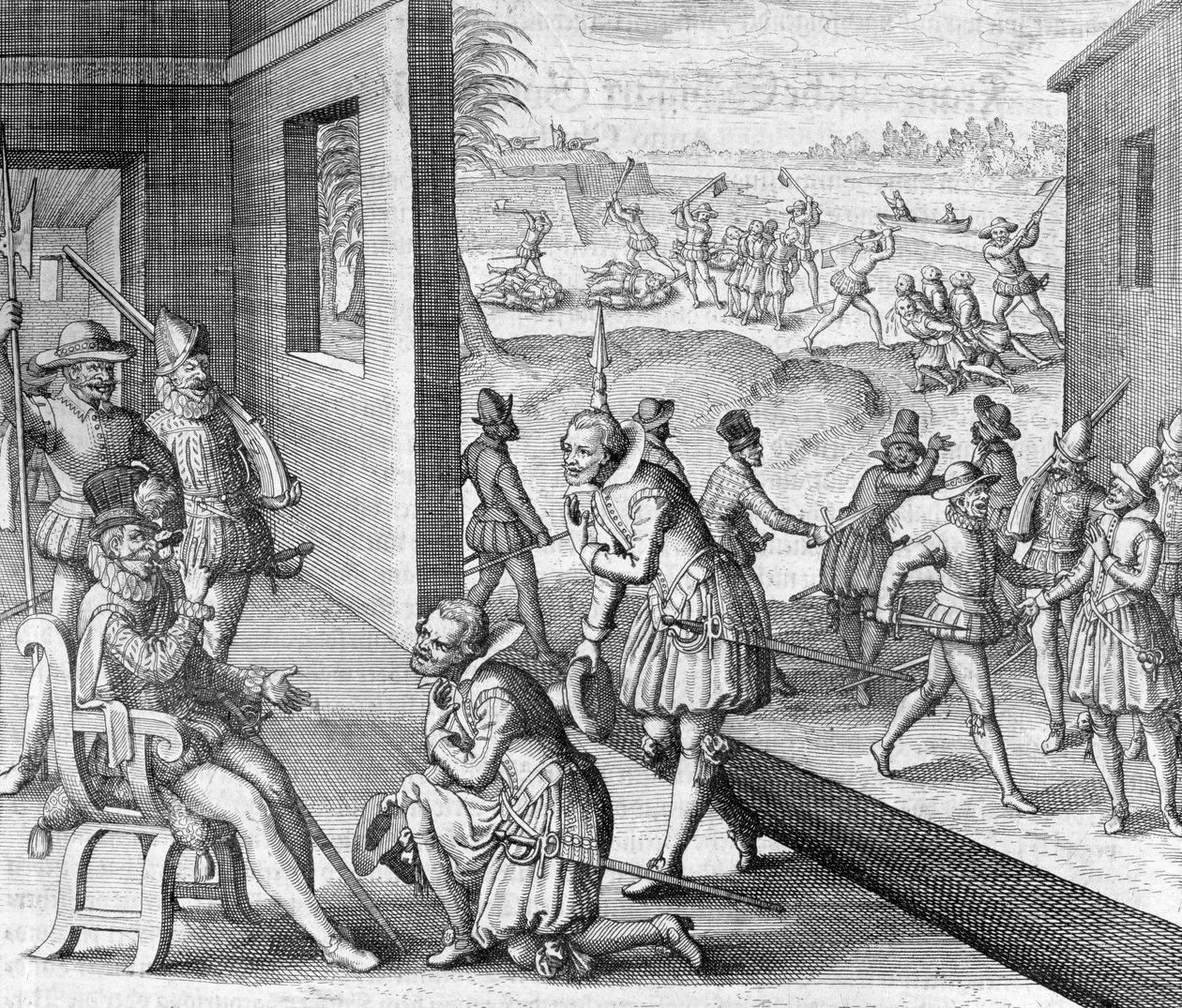 Os espanhóis capturam Fort Caroline, 1565 1631 de Unbekannt