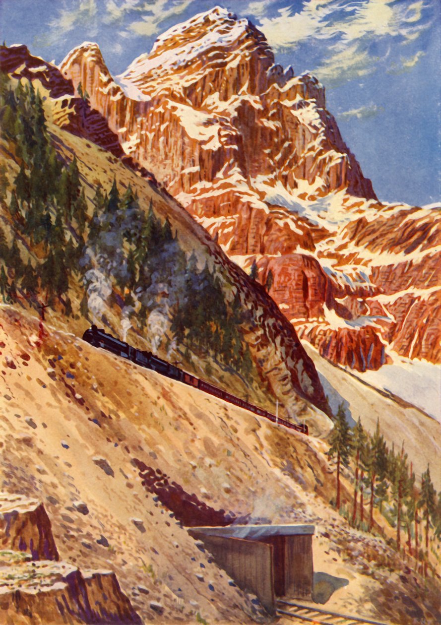 Os túneis em espiral na estrada de ferro do Pacífico canadense, c1948. de Unbekannt