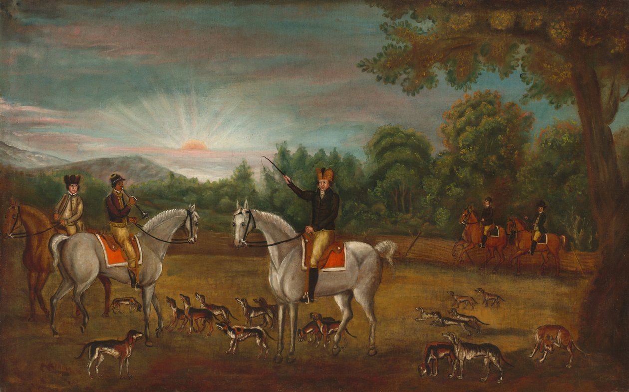 O início da caça, c. 1800. de Unbekannt