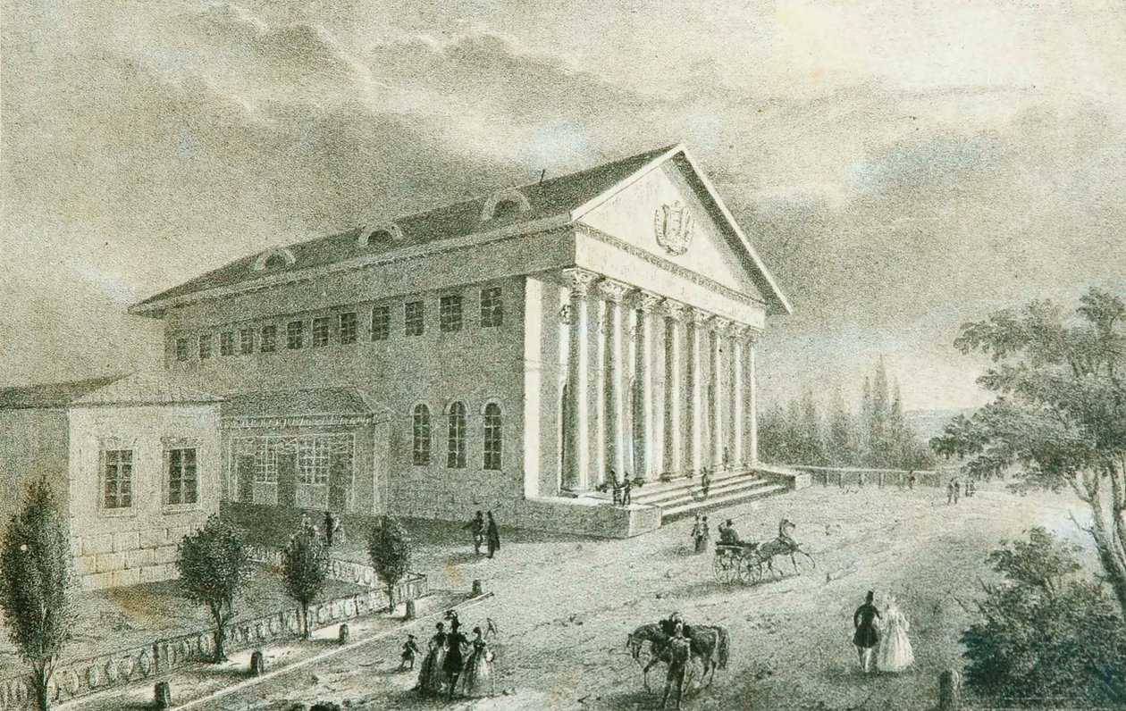 O teatro de verão no parque Petrovsky, Moscou, Rússia, década de 1840 de Unbekannt