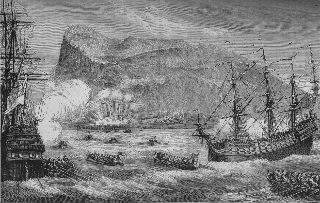 A Tomada de Gibraltar, agosto de 1704, c1880 de Unbekannt